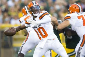 Browns QB Robert Griffin III delivers a pass during the Browns first preseason game on Thursday, August 11th 2016.