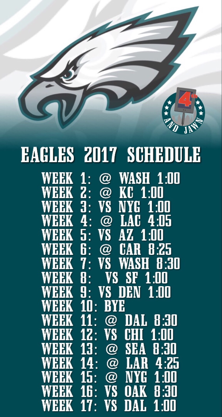 Printable Eagles Schedule Customize And Print